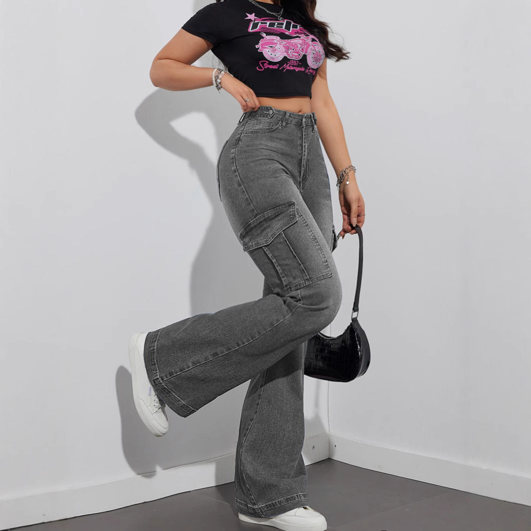 Damen Cargo-Jeans im lässigen Relaxed-Fit-Stil mit hohem Bund Stalluxe