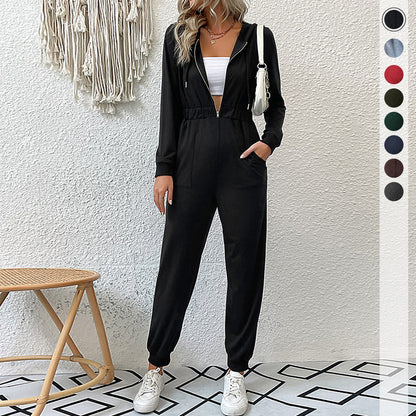 Damen modischer Jumpsuit mit elegantem Reißverschluss und praktischen Taschen Stalluxe