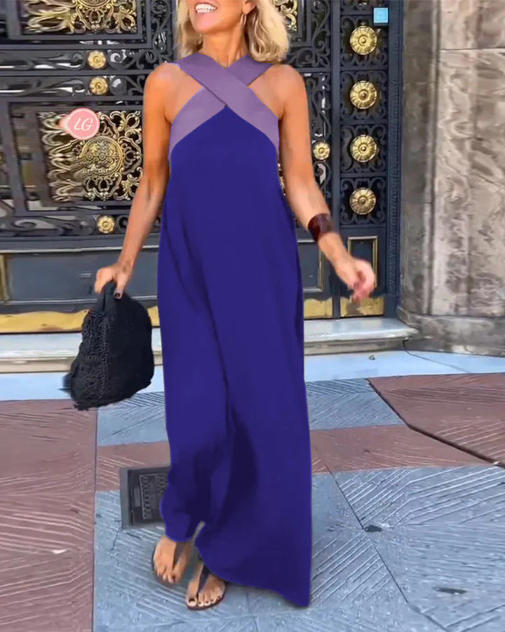 Damen Langes Maxikleid mit Cross-Over-Trägern und elegantem Schnitt Stalluxe