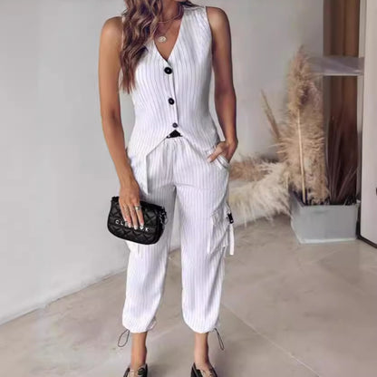 Damen Elegantes Zweiteiler-Set mit Weste und sportlichen Hosen Stalluxe