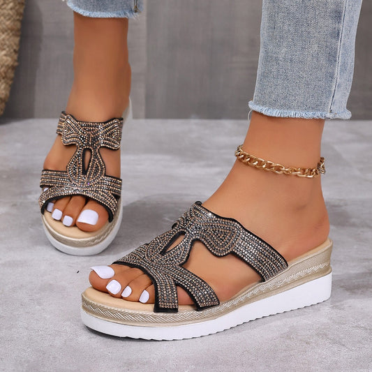 Damen Glitternde Plateau-Sandalen mit funkelndem Strassbesatz Stalluxe