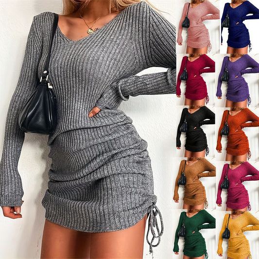 Damen figurbetontes Strickkleid mit raffinierten Rüschendetails Stalluxe