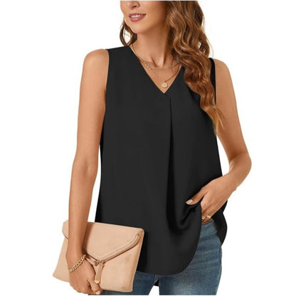 Damen elegante Bluse mit V-Ausschnitt und fließendem Schnitt Stalluxe