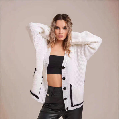 Damen Großer Strickcardigan mit dekorativen Knopfdetails und lässigem Schnitt Stalluxe