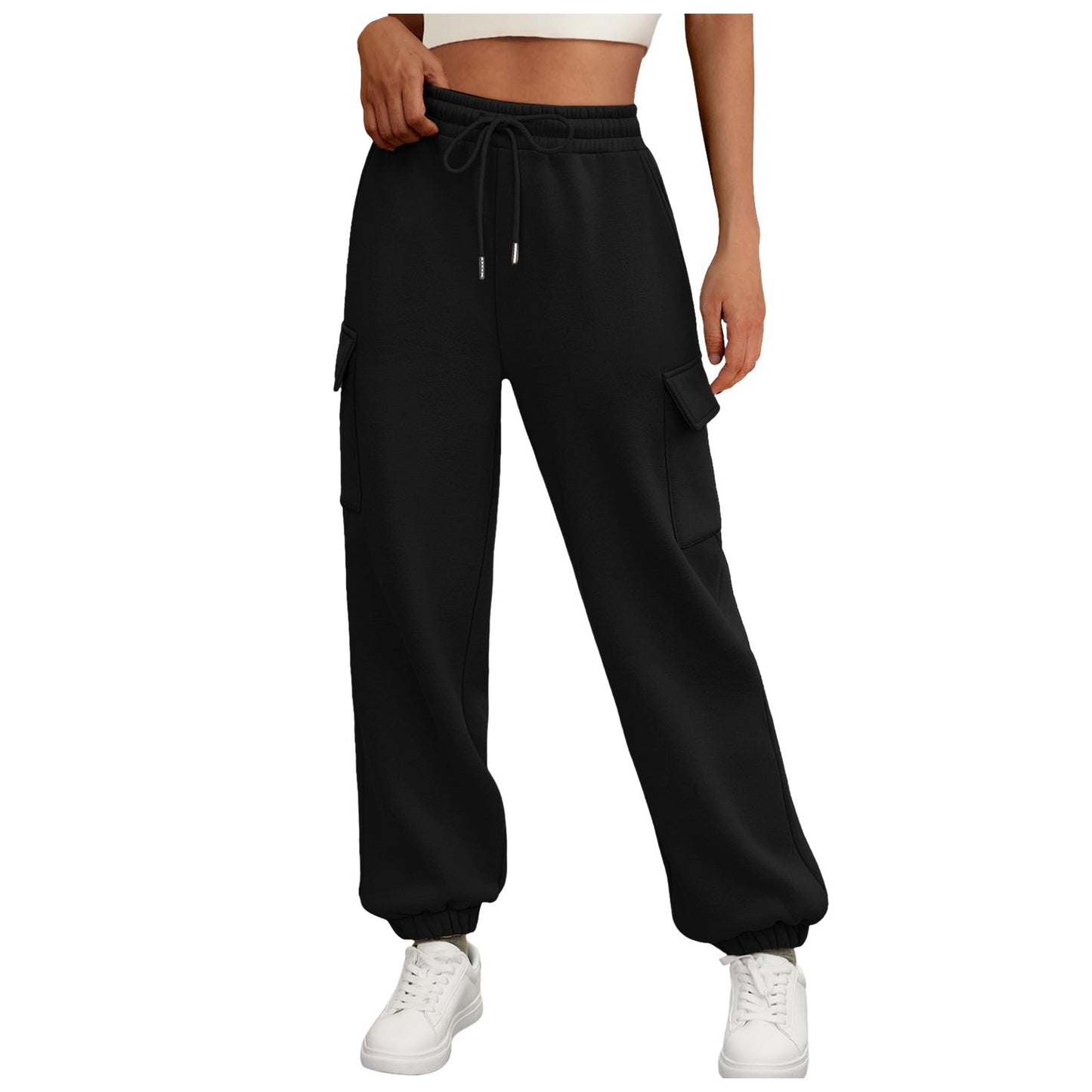 Damen Cargo-Hose mit Gummibund und seitlichen Taschen Stalluxe