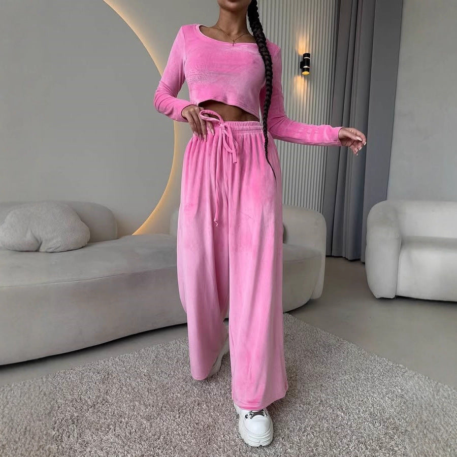 Damen hochwertiges, elegantes Crop-Top und bequeme Hose Stalluxe