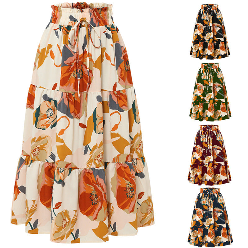Damen Midirock mit floralem Design Stalluxe