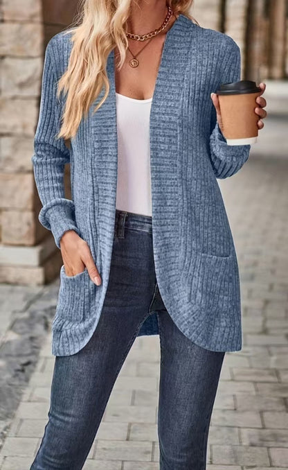 Damen lässige Strickjacke mit Taschen und strukturiertem Design Stalluxe