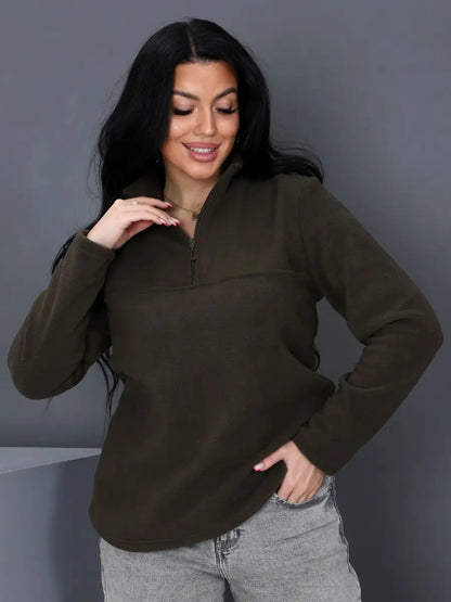 Damen Fleece-Pullover mit Stehkragen und Reißverschluss Stalluxe