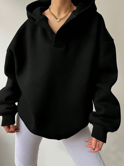 Damen Oversize Hoodie mit modernem Kragen und weichem Innenfutter Stalluxe