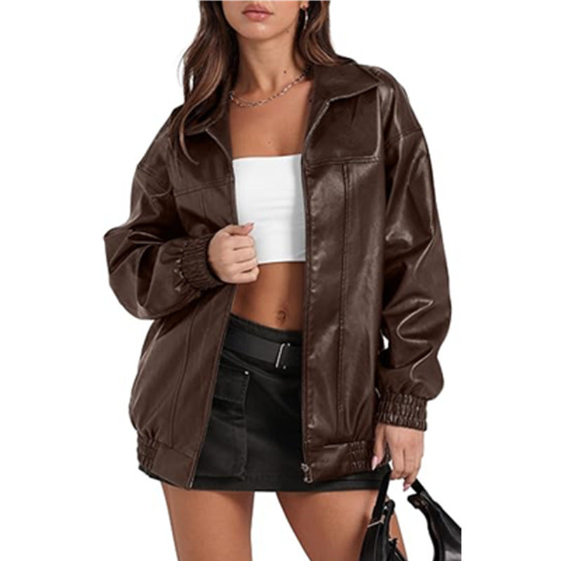 Damen lässige Oversized-Jacke mit elastischen Bündchen und modernem Schnitt Stalluxe