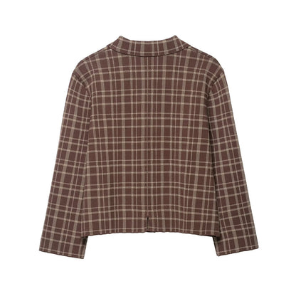 Damen Karo-Jacke mit praktischen Taschen und modischem Kragen Stalluxe