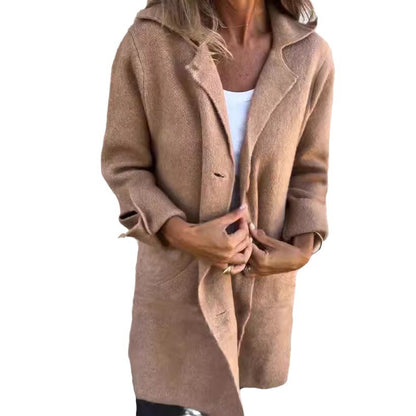 Damen klassischer Wollmantel mit seitlichen Taschen und großer Kapuze Stalluxe