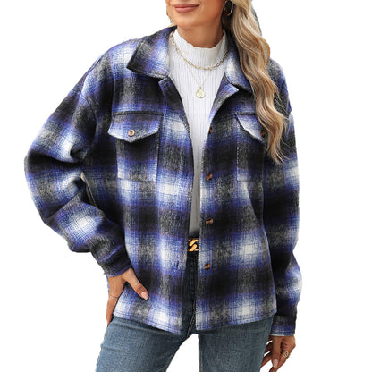 Damen Karierter Flanell Overshirt mit Brusttaschen und lässigem Schnitt Stalluxe