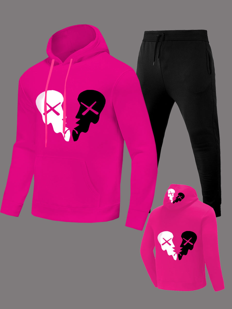Damen Sportliches Hoodie- und Jogginghose-Set mit kreativem Skull-Motiv Stalluxe