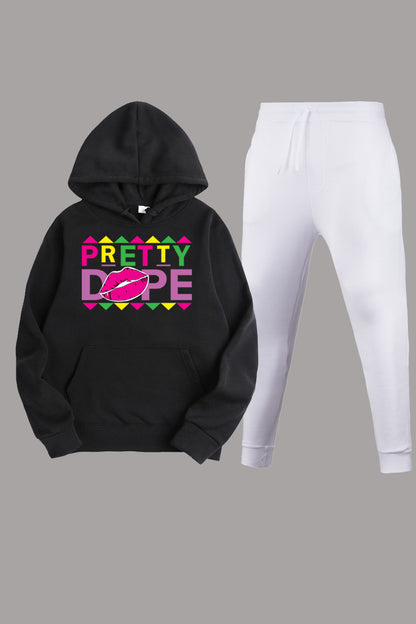 Damen Sweatpants- und Hoodie-Set mit modernem Grafiken und kreativem Aufdruck Stalluxe