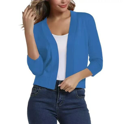 Damen lässige Strickjacke mit offenen Front und 3/4-Ärmeln Stalluxe
