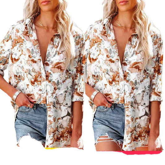 Damen Bluse mit floralen Akzenten und eleganter Knopfleiste Stalluxe