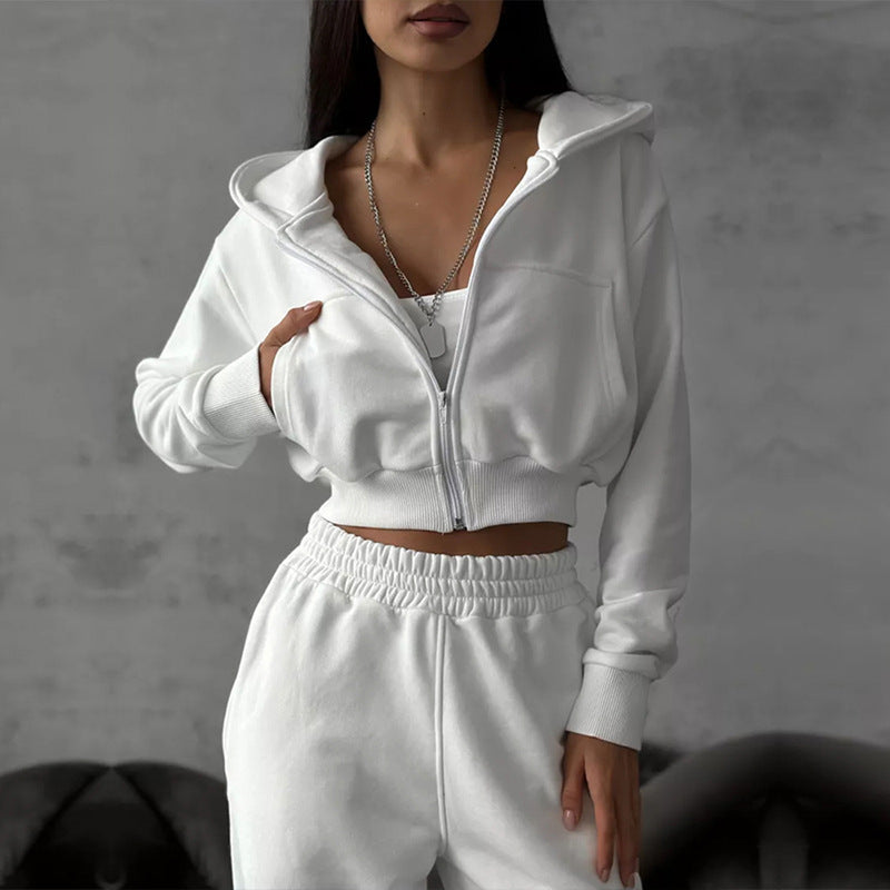 Damen sportliches Cropped Oberteil und weite Freizeithosen Set Stalluxe