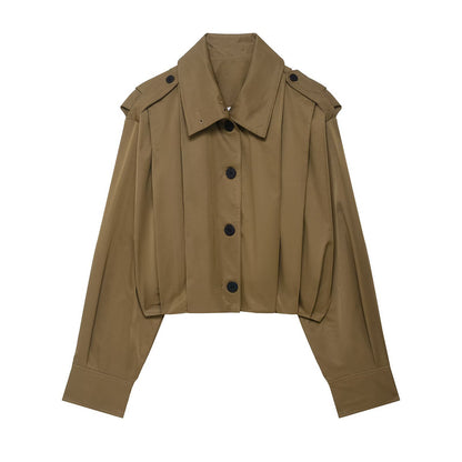 Damen cropped Blusenjacke mit elegantem Schnitt und Knopfdetails Stalluxe