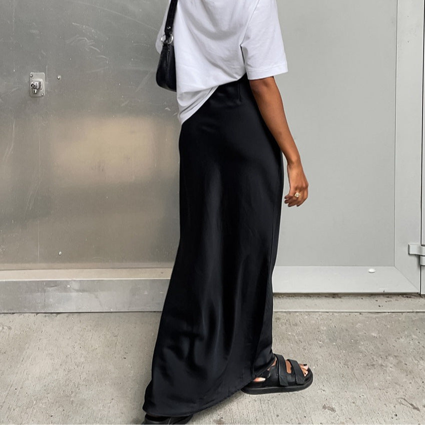 Damen Maxirock aus hochwertigem Satin mit elegantem Schnitt und fließendem Fall Stalluxe