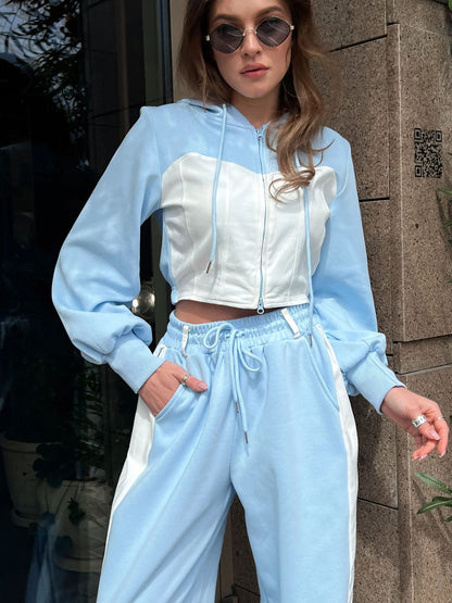 Damen modischer Hoodie und weite Sporthose Set Stalluxe