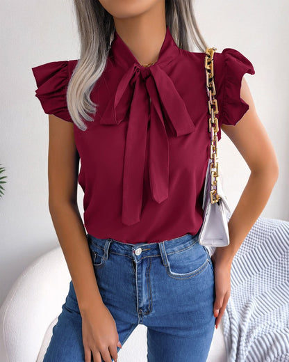 Damen Bluse mit verspielten Puffärmeln und schicker Schleife Stalluxe
