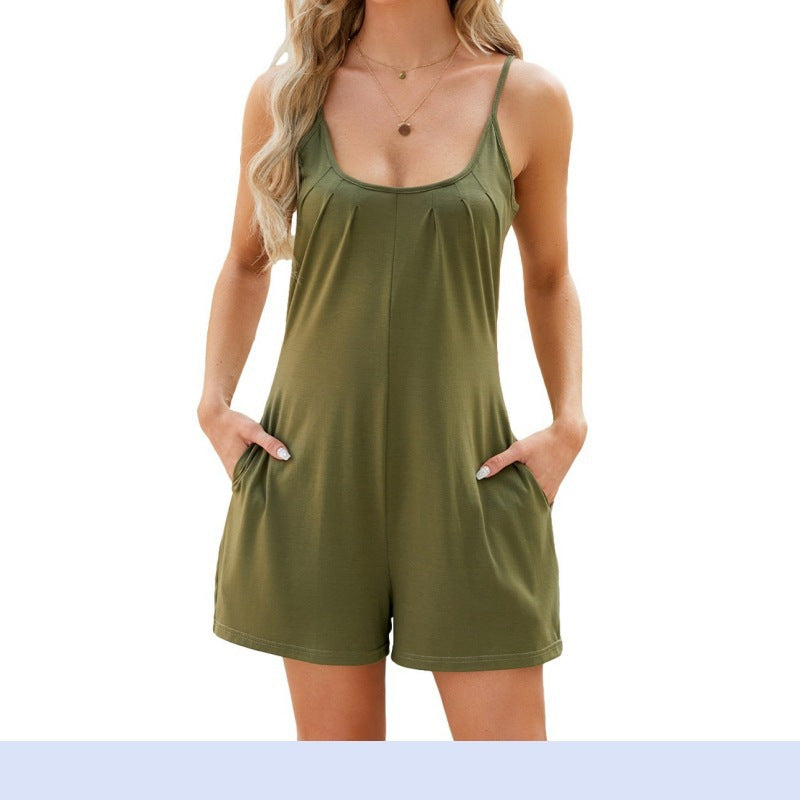 Damen Jumpsuit mit Spaghettiträgern und praktischen Taschen Stalluxe