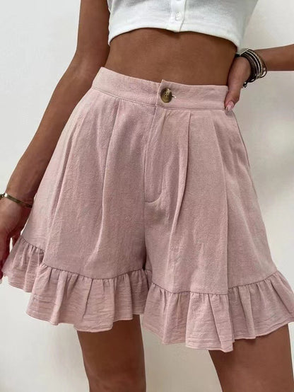 Damen Volant-Shorts mit elastischem Bund und seitlichen Taschen Stalluxe