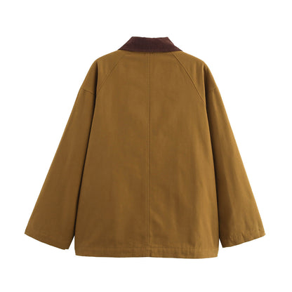 Damen Modische Übergangsjacke mit praktischen Taschen und kontrastierendem Kragen Stalluxe