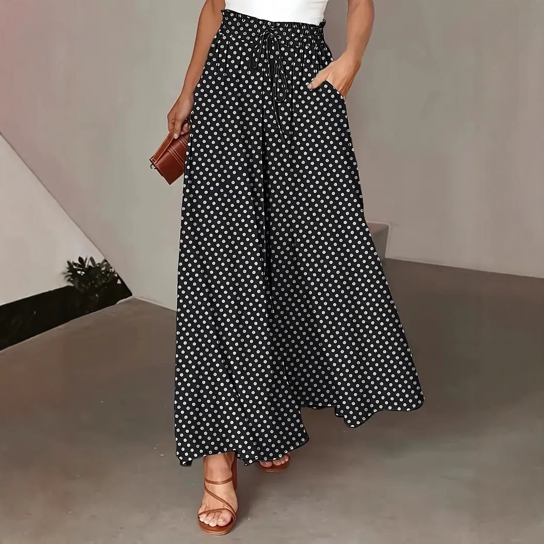 Damen culottehose mit elastischem Bund und gesticktem Punktemuster Stalluxe