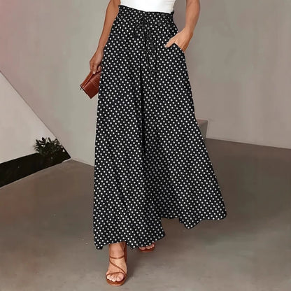 Damen culottehose mit elastischem Bund und gesticktem Punktemuster Stalluxe