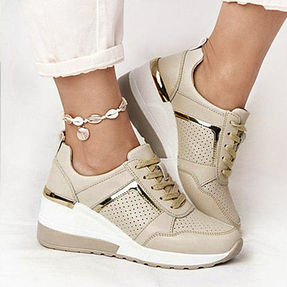 Damen Sportliche Wedge-Sneaker mit atmungsaktiver Mesh-Oberfläche und rutschfester Sohle Stalluxe