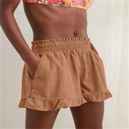 Damen Lockere Shorts mit Volant und Taschen Stalluxe