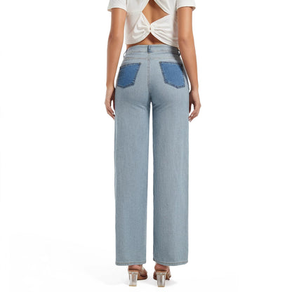 Damen weite Jeans mit kontrastierenden Nähten Stalluxe