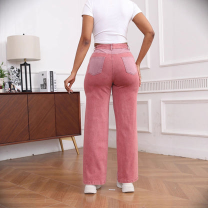 Damen weite Denim-Jeans mit farblich abgestimmtem Seiteneinsatz Stalluxe