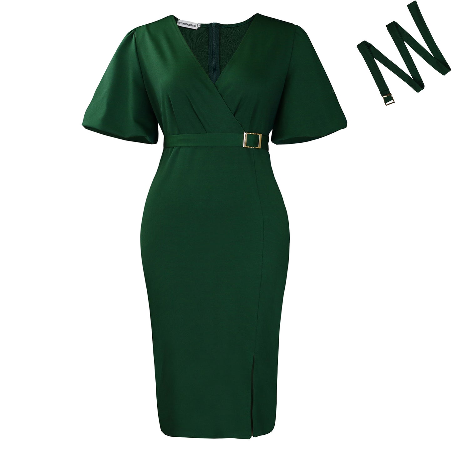Damen Wickelkleid mit eleganter Akzentgürtelschnalle Stalluxe