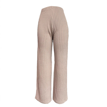 Damen elegante Strickpalazzo-Hosen mit hohem Bund und Rippstruktur Stalluxe