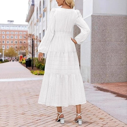 Damen Maxikleid mit voluminösen Ärmeln und schwingendem Saum Stalluxe