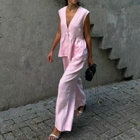 Damen Jumpsuit mit schickem V-Ausschnitt und fließendem Schnitt Stalluxe
