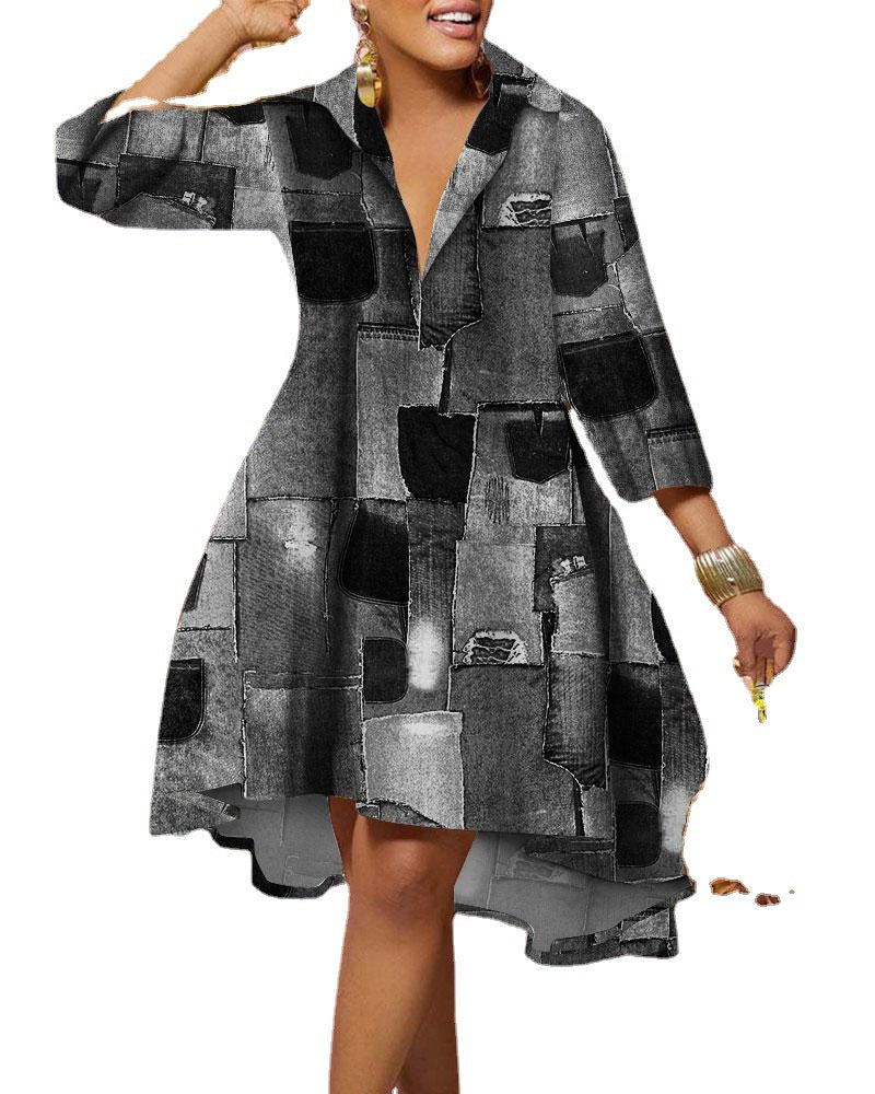 Damen Denim-Hemdkleid mit asymmetrischem Saum und stylischen Details Stalluxe