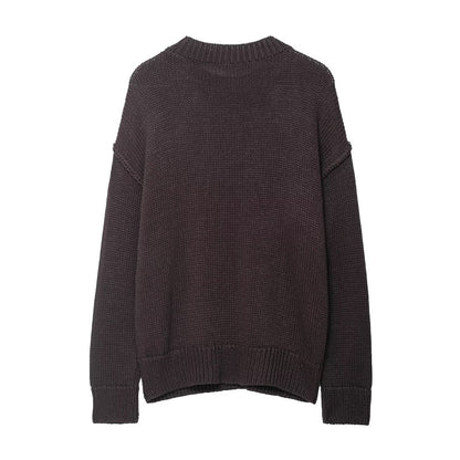 Damen bequemer Strickpullover mit Rundhalsausschnitt und lässigem Schnitt Stalluxe