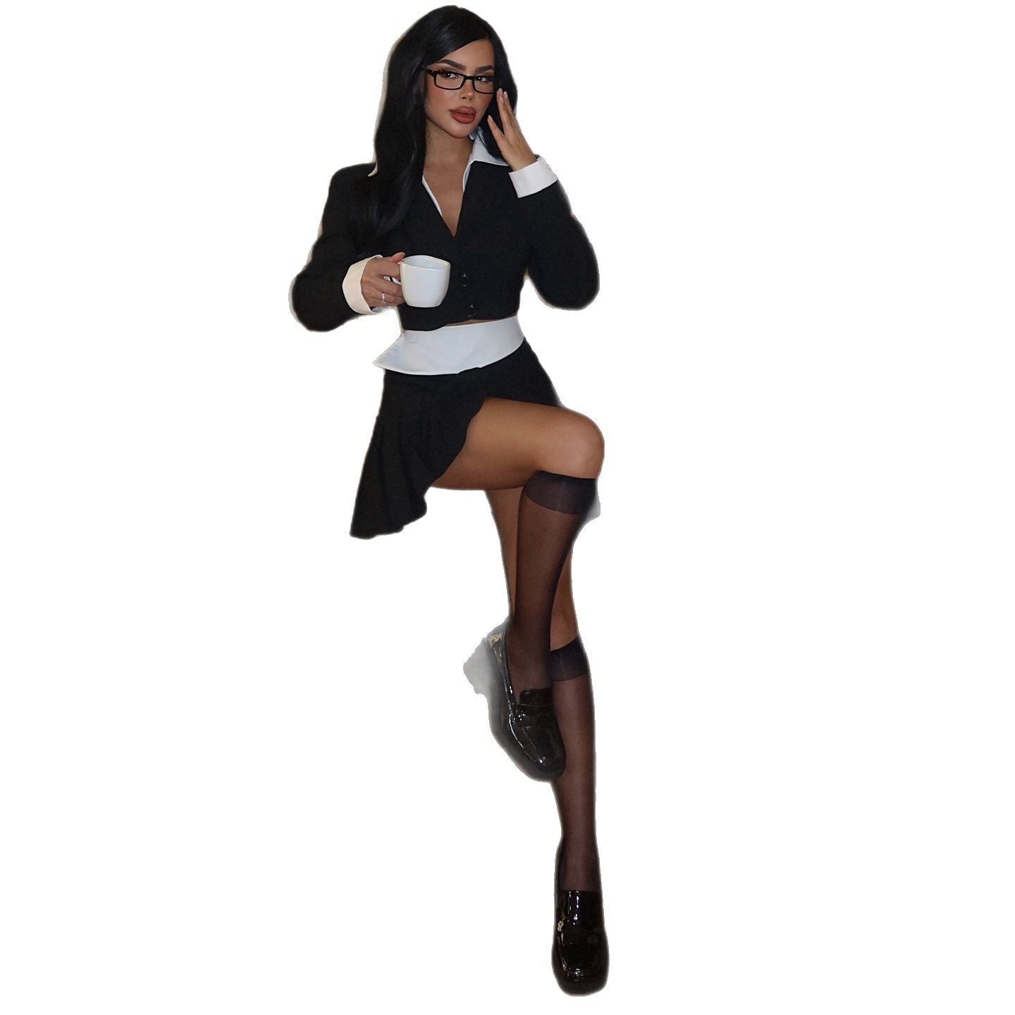 Damen Blazer-Kleid mit kontrastierenden Details Stalluxe