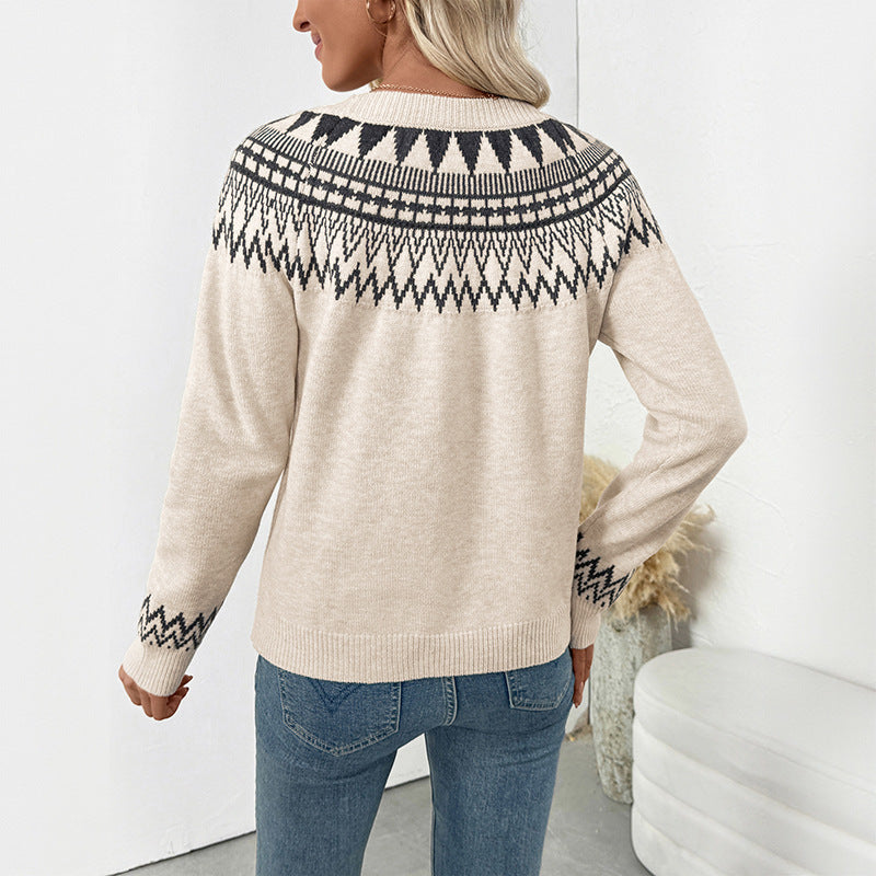 Damen Strickpullover mit grafischem Muster und Rundhalsausschnitt Stalluxe