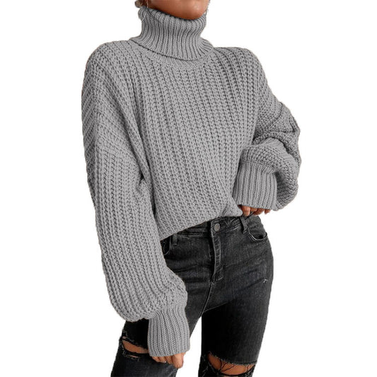 Damen Grobstrickpullover mit hohem Kragen und lässigem Schnitt Stalluxe
