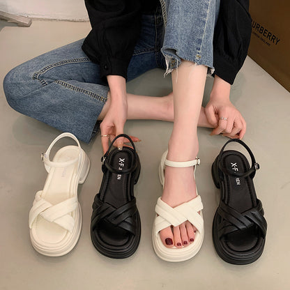 Damen Sandalen mit elegantem Kreuzriemen und komfortablem Blockabsatz Stalluxe