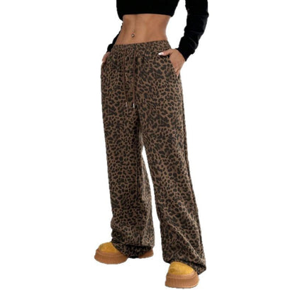 Damen weite Freizeithose mit Leo-Muster Stalluxe