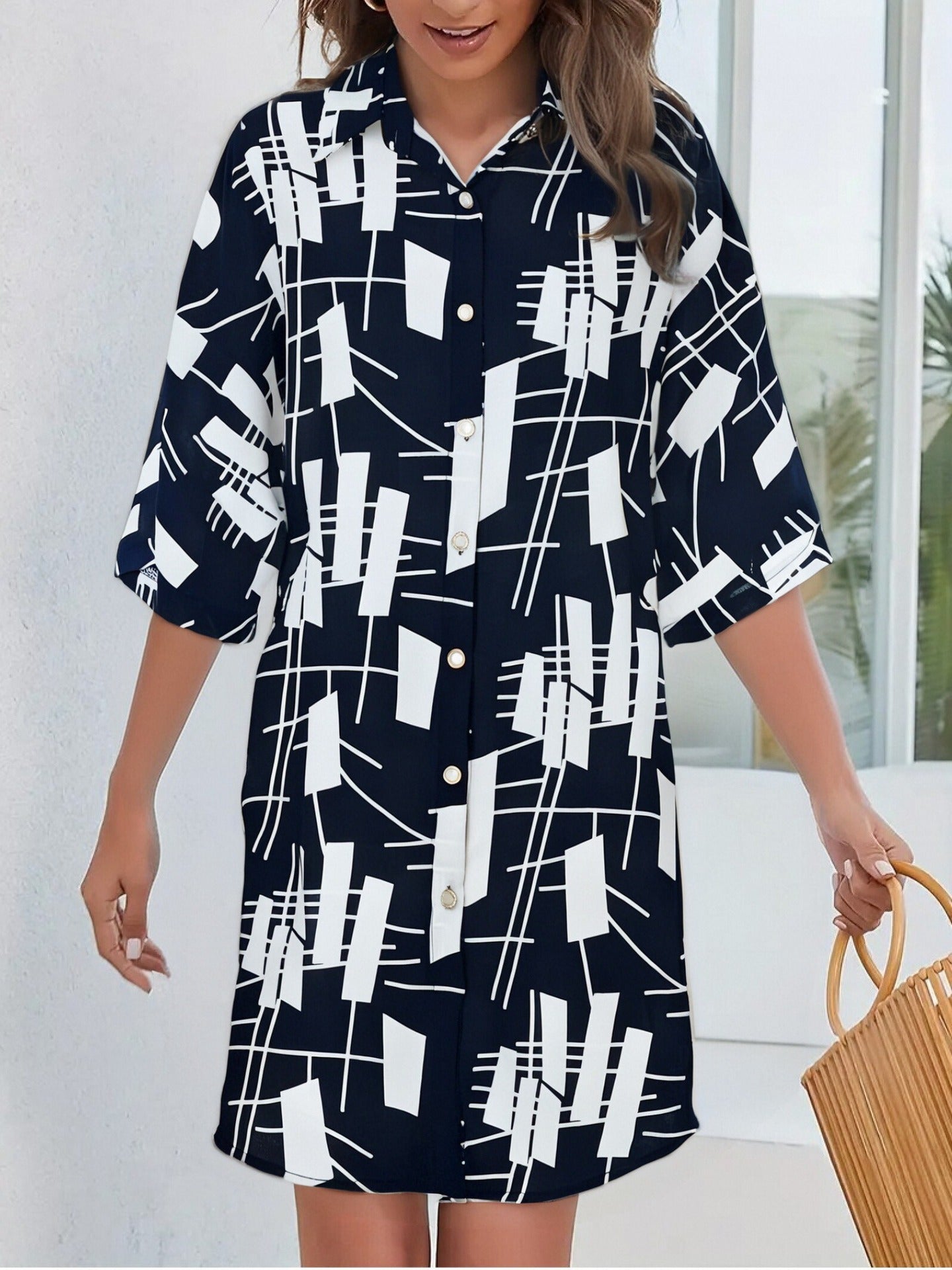 Damen Sommerliches Freizeitkleid mit farbenfrohem Blumenmuster und legerem Schnitt Stalluxe
