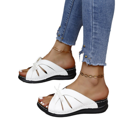 Damen Bunte Slip-On Sandalen mit modischem Schleifen-Design Stalluxe
