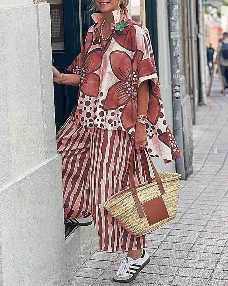 Damen Elegantes Oversize-Oberteil mit floralem Muster und weitem Schnitt Stalluxe
